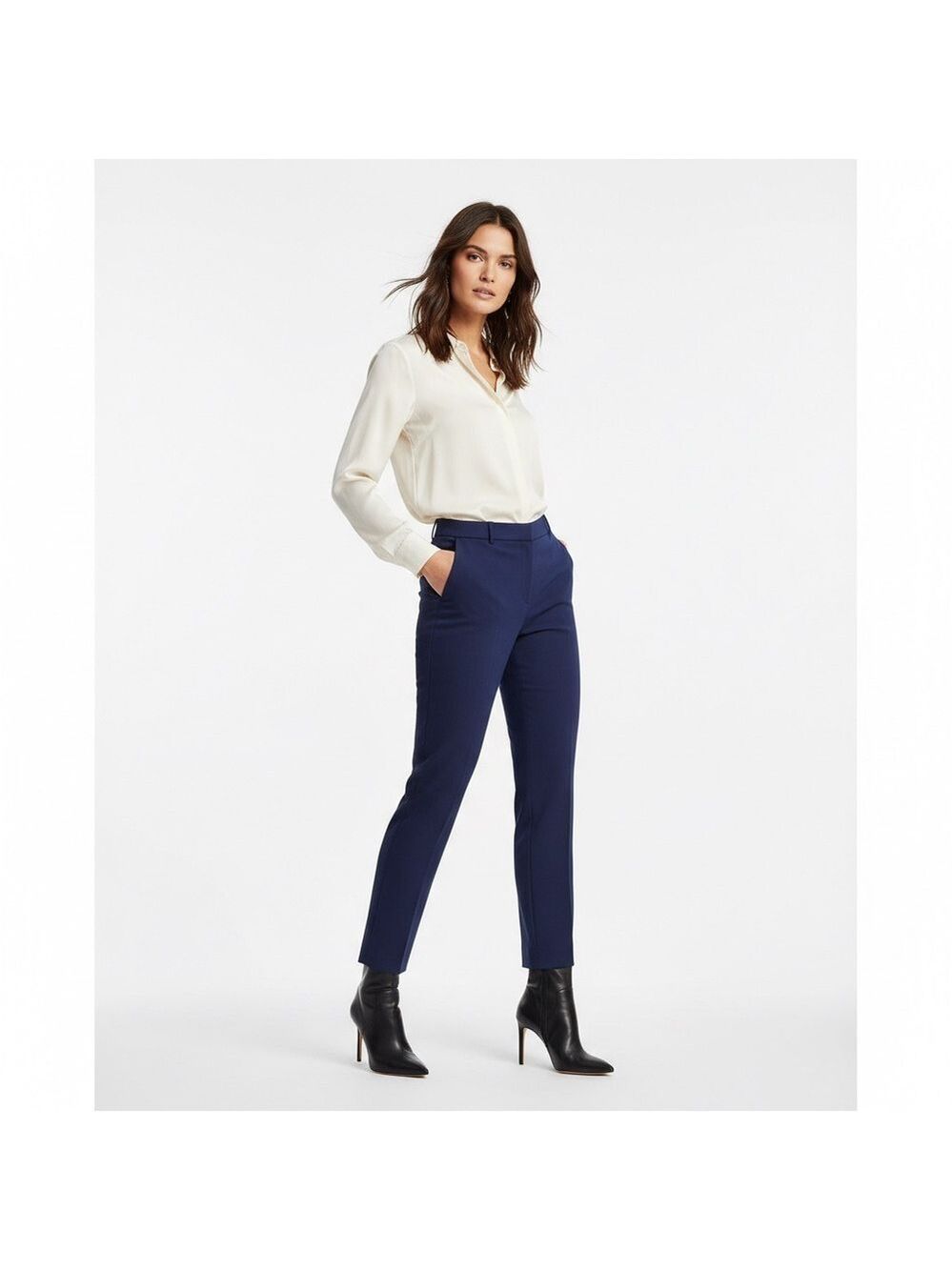 Talbots Hampshire size 14 W blend navy ankle length dress pants NWT